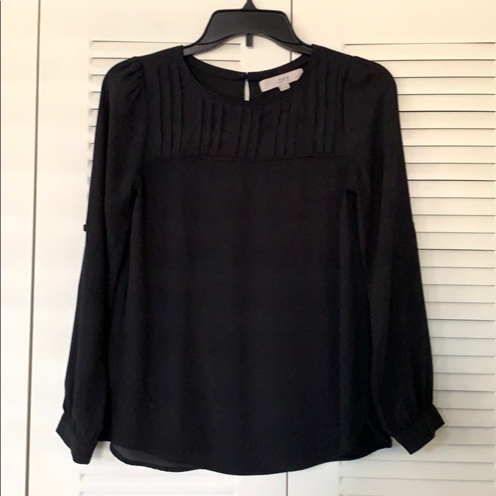 Like New Loft XXSP Long Sleeve Black Blouse